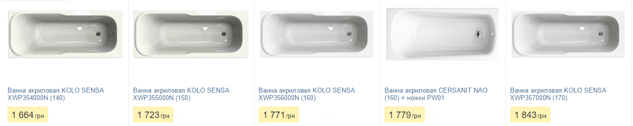 Ванны недорого