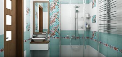 Бирюзовая плитка в ванной комнате
