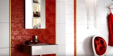 Красная плитка для ванной комнаты