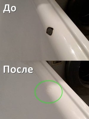 Скол на ванне